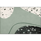 Novelty Abstract Rug Green Polyester Rug Washable Non-slip Back Rug for Living Room