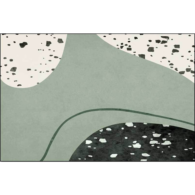 Novelty Abstract Rug Green Polyester Rug Washable Non-slip Back Rug for Living Room