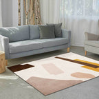 Beige and Brown Contemporary Carpet Polyester Abstract Carpet Machine Washable Non-Slip Back Carpet for Living Room