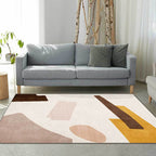 Beige and Brown Contemporary Carpet Polyester Abstract Carpet Machine Washable Non-Slip Back Carpet for Living Room