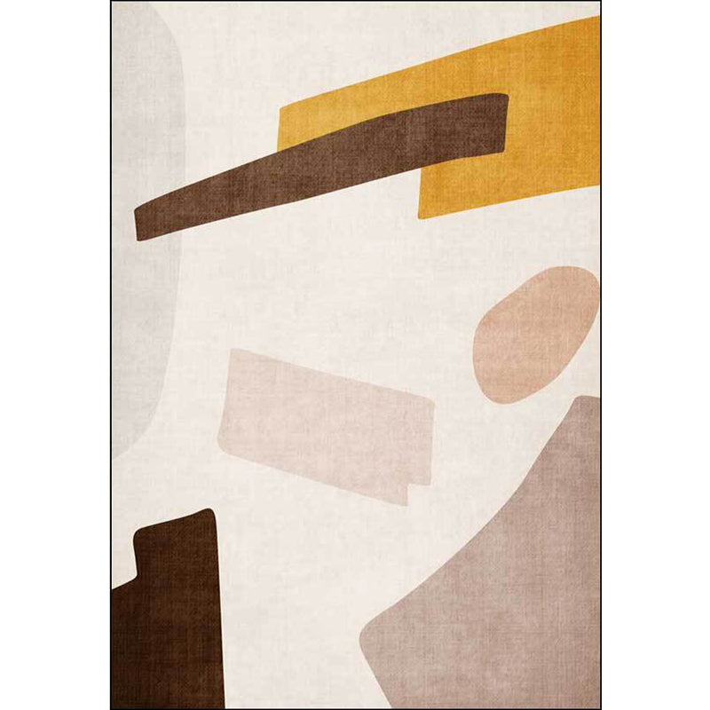 Beige and Brown Contemporary Carpet Polyester Abstract Carpet Machine Washable Non-Slip Back Carpet for Living Room
