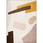 Beige and Brown Contemporary Carpet Polyester Abstract Carpet Machine Washable Non-Slip Back Carpet for Living Room