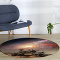 Modern living room rug in brown with galaxy print in space polyester pet-friendly rug