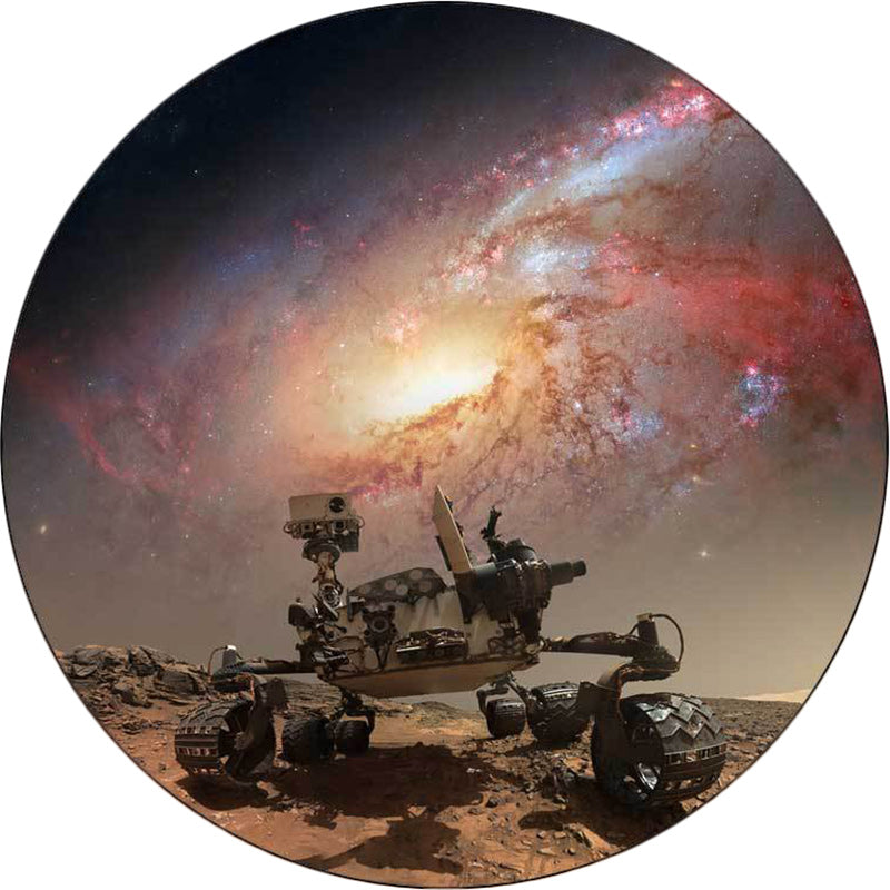 Modern living room rug in brown with galaxy print in space polyester pet-friendly rug