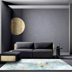 Light blue contemporary rug polyester watercolor pattern rug washable non-slip backing rug for the living room