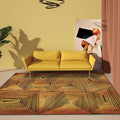 Golden Nordic Carpet Polyester Striped Pattern Rug Washable Non-Slip Backing Rug for the Living Room