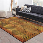 Golden Nordic Carpet Polyester Striped Pattern Rug Washable Non-Slip Backing Rug for the Living Room