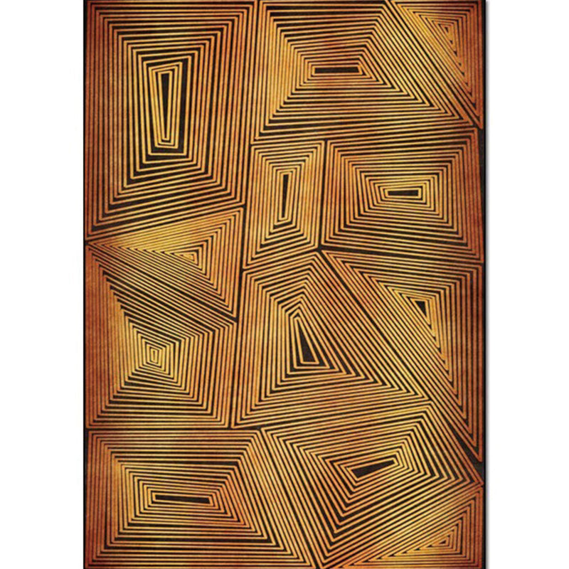 Golden Nordic Carpet Polyester Striped Pattern Rug Washable Non-Slip Backing Rug for the Living Room