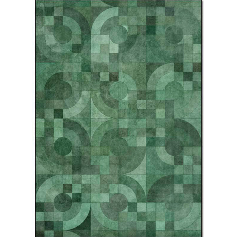 Green novelty carpet polyester geometric carpet washable non-slip backing carpet for the living room