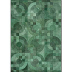 Green novelty carpet polyester geometric carpet washable non-slip backing carpet for the living room