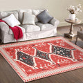 Cattle Bedroom Rug Southwestern Tribal Triangle Diamond Pattern Area Rug Polyester Machine Washable Rug