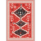Cattle Bedroom Rug Southwestern Tribal Triangle Diamond Pattern Area Rug Polyester Machine Washable Rug