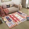 Americana Southwestern Rug in Red and Brown Tribal Geometry Pattern Rug Polyester Washable Rug for Home Decor