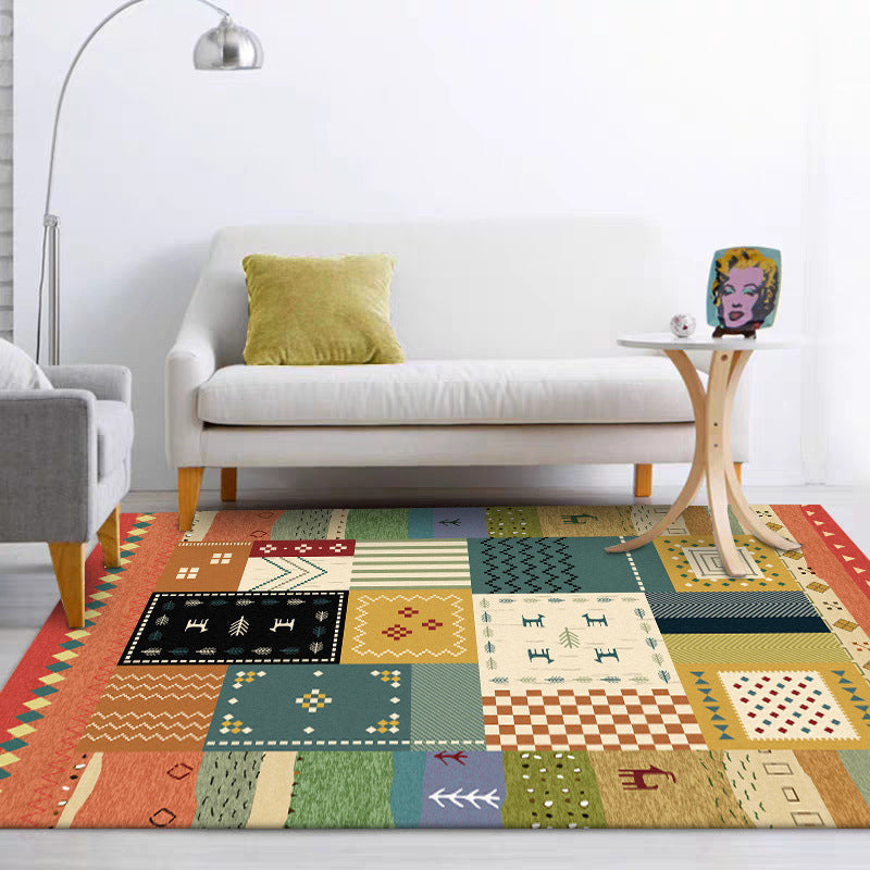 Southwest living room carpet Colorful animals diamond geometric print carpet polyester anti-slip carpet