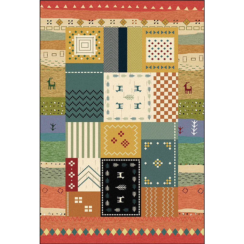 Southwest living room carpet Colorful animals diamond geometric print carpet polyester anti-slip carpet