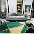 Green Bedroom Rug Modern Color Block Irregular Shape Pattern Area Rug Polyester Non-Slip Backing Rug