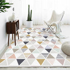New Modern Rug in Ivory Geometry Triangle Stripe Pattern Rug Polyester Non-Slip Washable Rug for Home Decoration