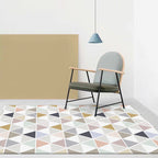 New Modern Rug in Ivory Geometry Triangle Stripe Pattern Rug Polyester Non-Slip Washable Rug for Home Decoration