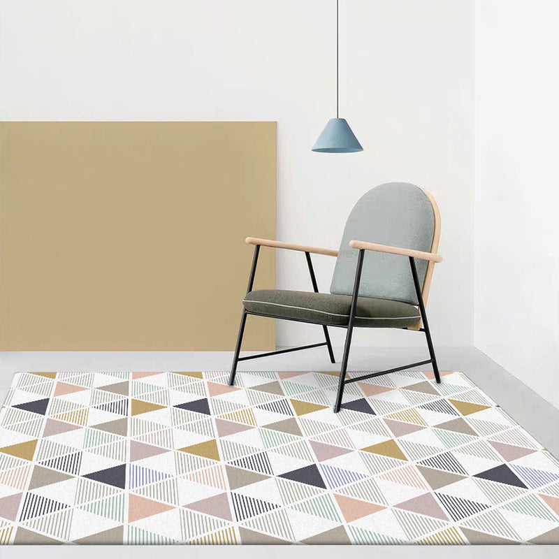 New Modern Rug in Ivory Geometry Triangle Stripe Pattern Rug Polyester Non-Slip Washable Rug for Home Decoration