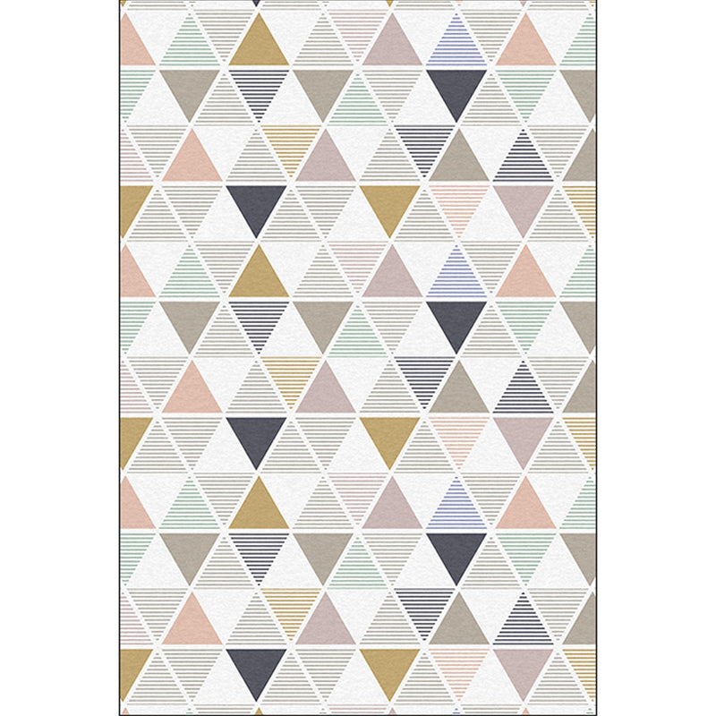 New Modern Rug in Ivory Geometry Triangle Stripe Pattern Rug Polyester Non-Slip Washable Rug for Home Decoration