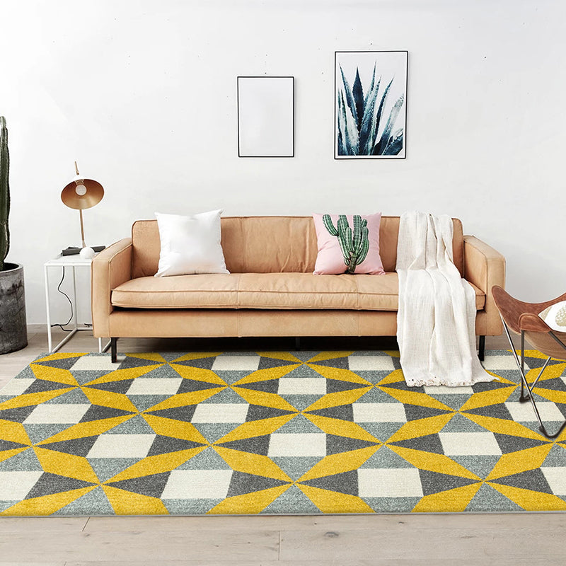 Modern living room rug colorful geometric triangle square print rug polyester pet-friendly rug