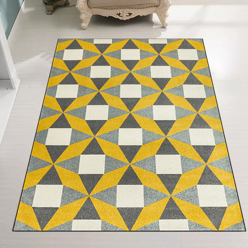 Modern living room rug colorful geometric triangle square print rug polyester pet-friendly rug