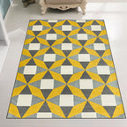 Modern living room rug colorful geometric triangle square print rug polyester pet-friendly rug