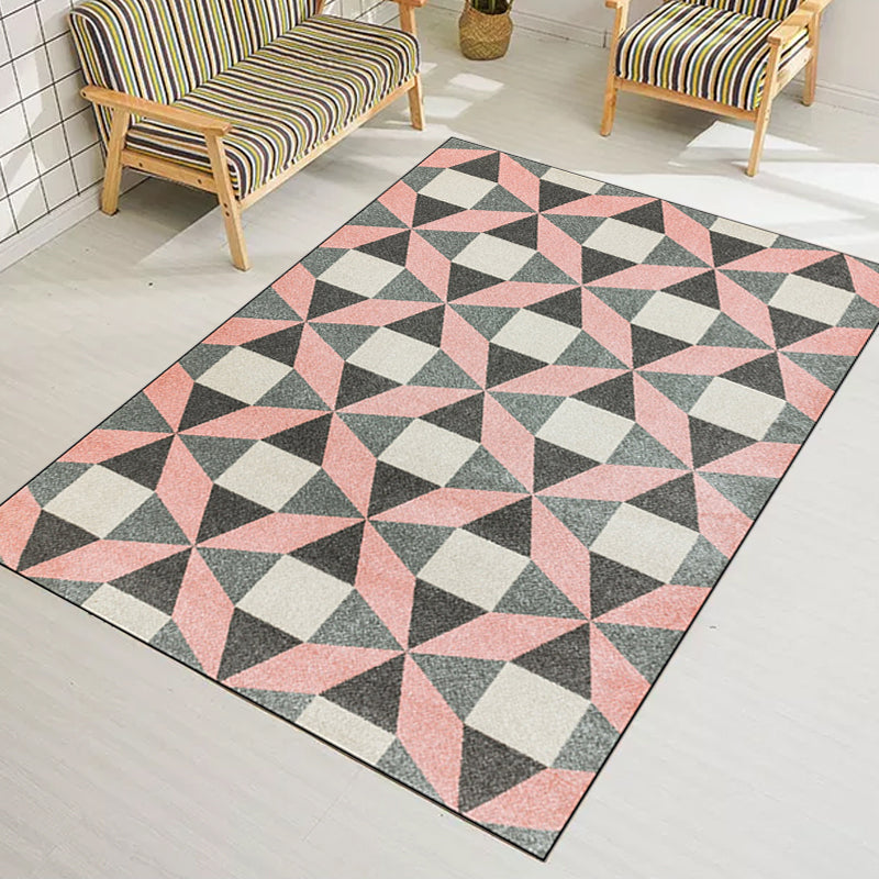 Modern living room rug colorful geometric triangle square print rug polyester pet-friendly rug