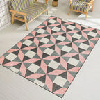 Modern living room rug colorful geometric triangle square print rug polyester pet-friendly rug