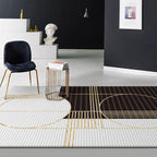 Scandinavian modern rug in black and white geometric stripe pattern rug polyester washable rug for home decor