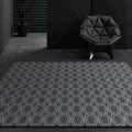 Modern living room rug in gray geometric oval print rug polyester dirt-repellent washable rug for the area