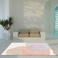 Novelty Living Room Rug in Pink Colorblock Print Rug Polyester Non-slip Washable Area Rug