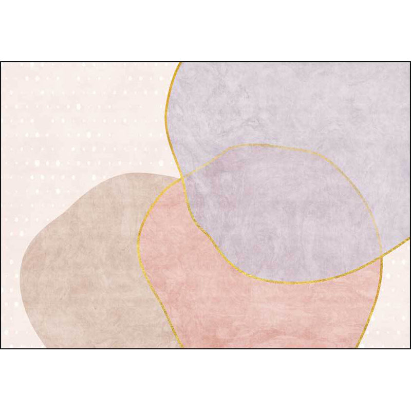 Novelty Living Room Rug in Pink Colorblock Print Rug Polyester Non-slip Washable Area Rug