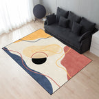Ivory Bedroom Carpet Novelty Color Block Striped Pattern Area Rug Polyester Non-Slip Back Washable Rug