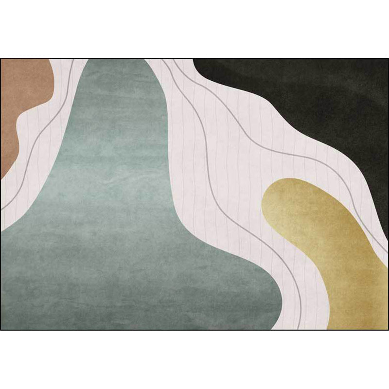 Colorful Bedroom Carpet Novelty Color Block Line Pattern Area Rug Polyester Stain Resistant Carpet
