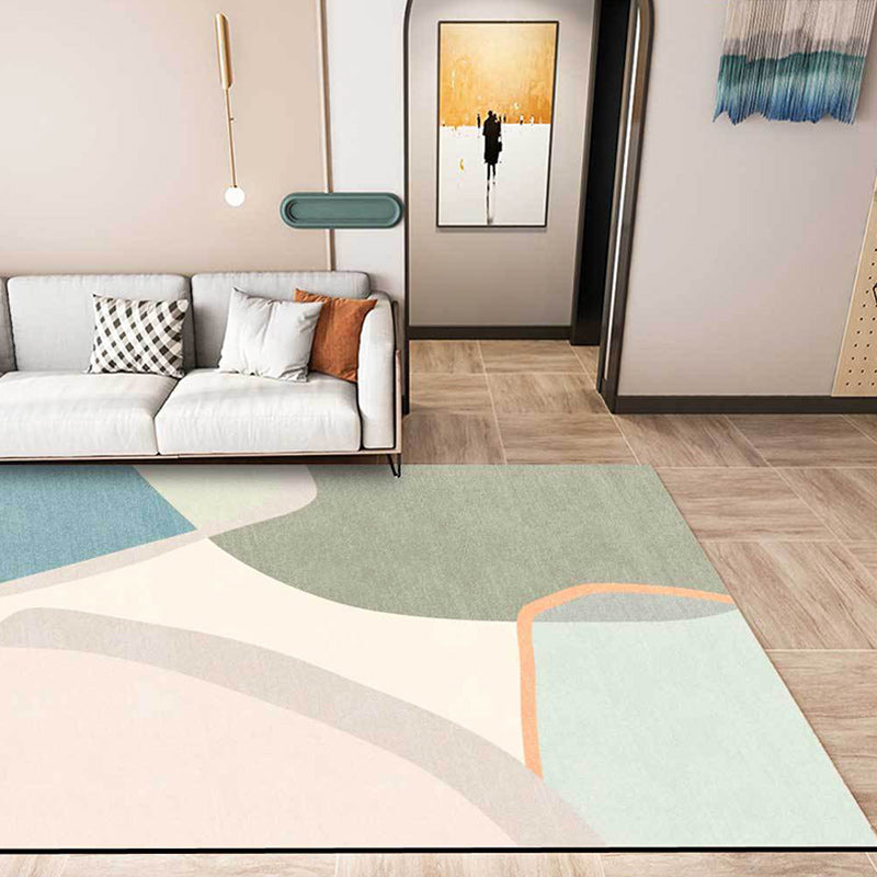 Colorful Round Bedroom Carpet Novelty Color Block Pattern Area Rug Polyester Washable Anti-Slip Carpet