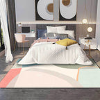 Colorful Round Bedroom Carpet Novelty Color Block Pattern Area Rug Polyester Washable Anti-Slip Carpet