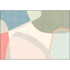 Colorful Round Bedroom Carpet Novelty Color Block Pattern Area Rug Polyester Washable Anti-Slip Carpet