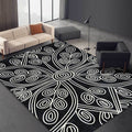Novelty Living Room Rug in Black Geometric Line Pattern Rug Polyester Washable Non-Slip Back Rug