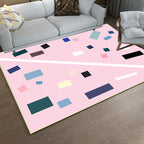 Nordic Novelty Rug in Pink Geometric Rectangular Pattern Rug Polyester Non-Slip Back Rug for Home Decor