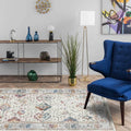 Shabby Chic Medallion Pattern Carpet Gray Polyester Carpet Machine Washable Non-Slip Backing Carpet for Living Room