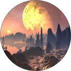 Orange and brown bedroom carpet Modern space planet hill pattern carpet Polyester non-slip carpet