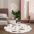 Beautiful children's carpet in Ivory Animal Leaf Pattern Rug Polyester Non-Slip Washable Rug for the children's room