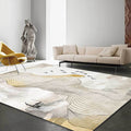 Yellow oriental carpet polyester swirl stripes bird character pattern washable non-slip backing carpet for living room