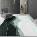 Simple Mountain Pattern Carpet Green Polyester Carpet Machine Washable Non-Slip Carpet for the Bedroom