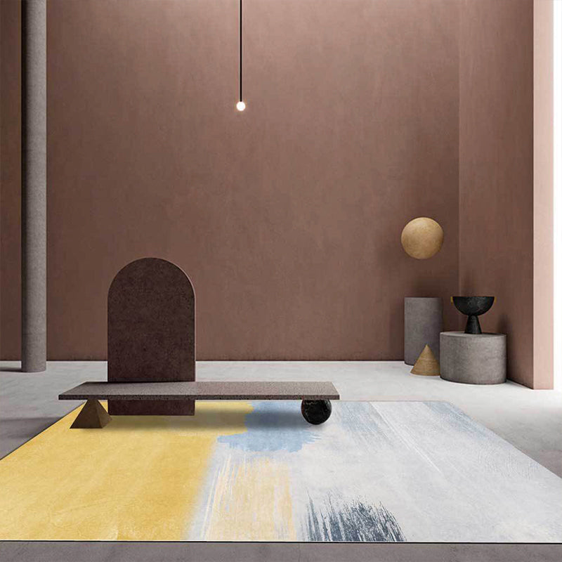 Stylish abstract rug Yellow and Gray Nordic rug Polyester Washable Non-slip back rug for the living room