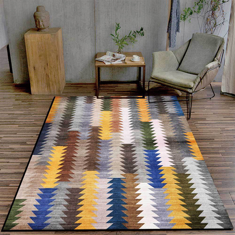 New Colorblock Rug Multicolored Polyester Rug Machine Washable Non-Slip Area Rug for the Bedroom