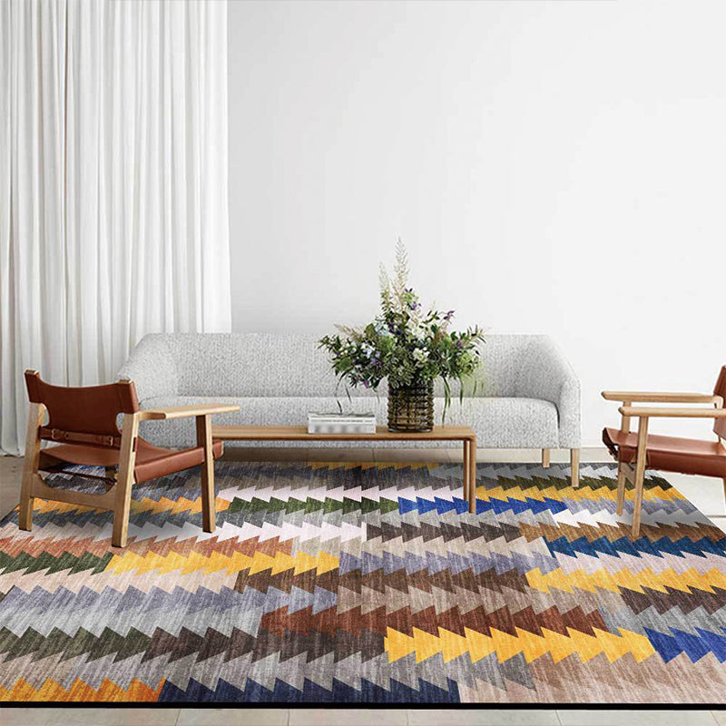 New Colorblock Rug Multicolored Polyester Rug Machine Washable Non-Slip Area Rug for the Bedroom