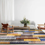 New Colorblock Rug Multicolored Polyester Rug Machine Washable Non-Slip Area Rug for the Bedroom