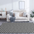 Black and White Bedroom Rug Modern Geometric Triangle Pattern Area Rug Polyester Non-Slip Back Washable Rug